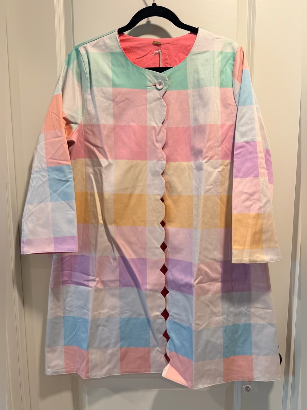 Prosperina Women’s Reversible Scalloped Pastel Jacket Size S NWT